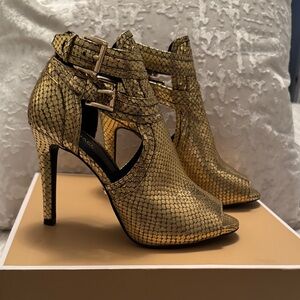 MICHAEL Michael Kors Gold Snakeskin Heels